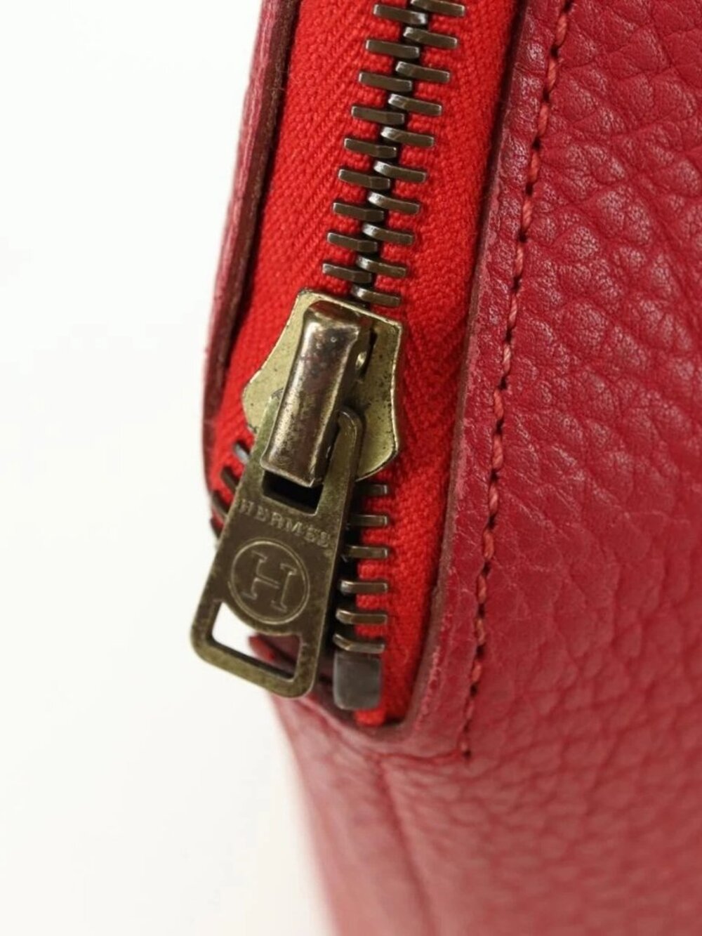 HERMES Ildvo Hand Bag Leather Red Gold Auth bs34829V - Picture 8 of 16